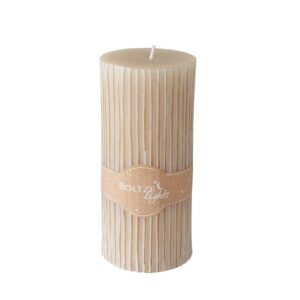 Bougie pilier en cire naturelle striée – Beige