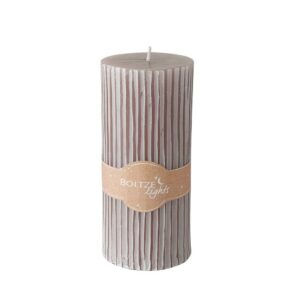 Bougie pilier en cire naturelle striée – Marron
