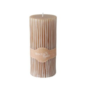 Bougie pilier en cire naturelle striée – Marron