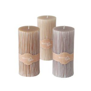 Bougie pilier en cire naturelle striée – Marron