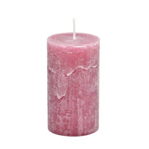 Bougie pilier en cire naturelle texturée – Rose
