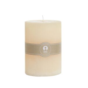 Bougie pilier en cire naturelle striée – Ecru