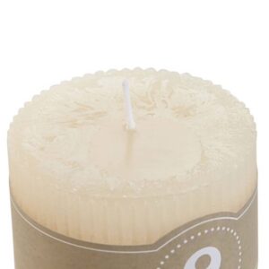 Bougie pilier en cire naturelle striée – Ecru