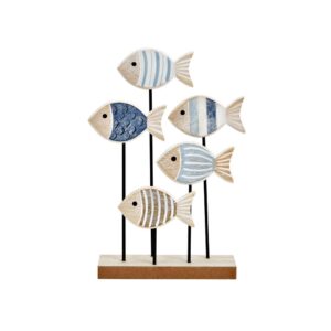Figurine en bois sur pied métal – Poissons, 26cm