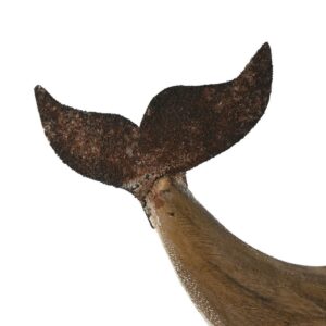 Figurine en bois sur pied métal – Baleine bleue, 29cm