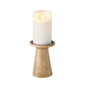 Bougeoir en bois et métal, bougie pilier – 13cm