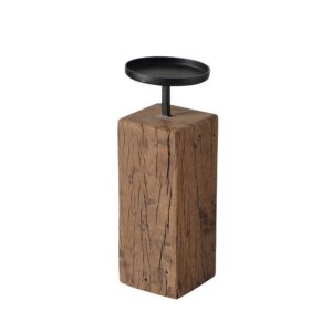 Bougeoir en bois et métal, bougie pilier – 3 modèles