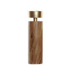 Bougeoir en bois et métal, bougie pilier – 3 modèles