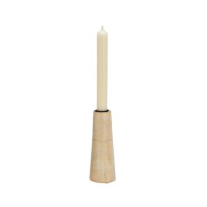 Bougeoir en bois et métal, bougie chandelle – 15cm