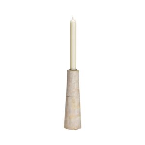 Bougeoir en bois et métal, bougie chandelle – 20cm