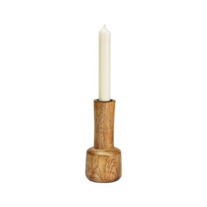 Bougeoir en bois et métal, bougie chandelle – 15cm