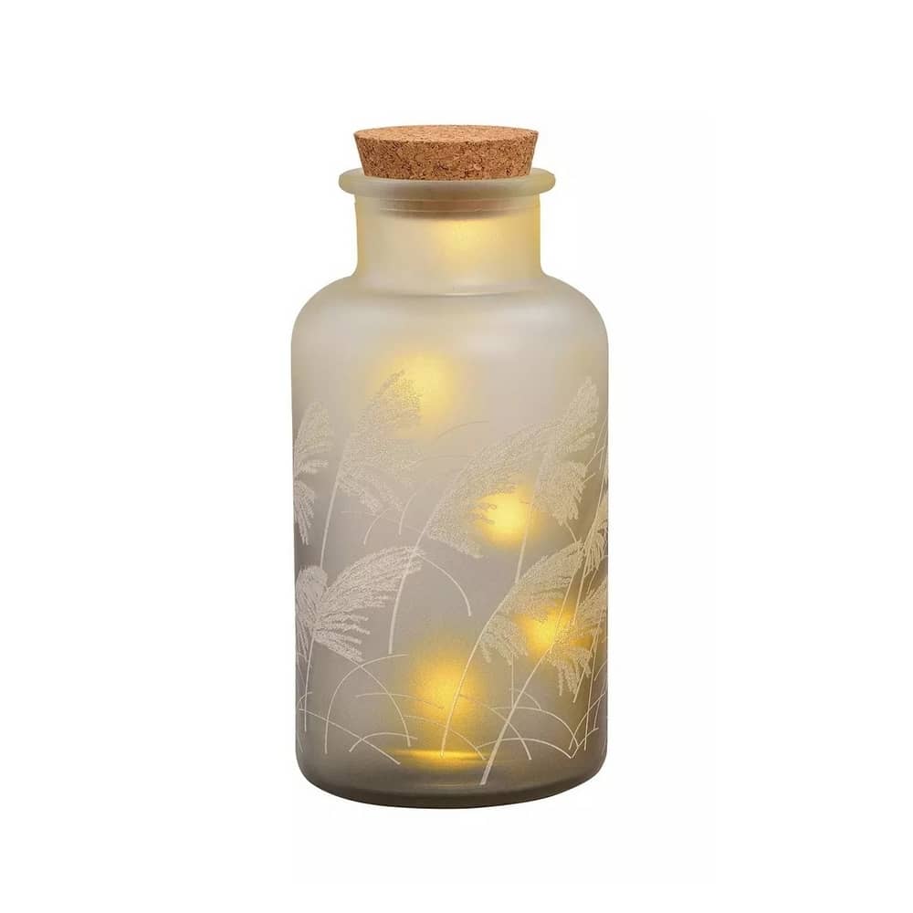 bouteille lumineuse décorative en verre gris, ampoules LED