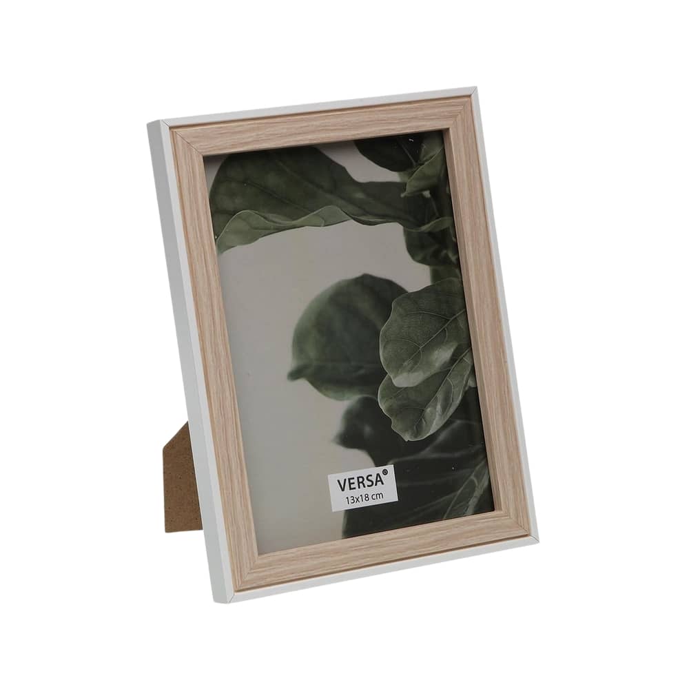 cadre photo à poser en bois naturel et blanc, 13x18cm vertical
