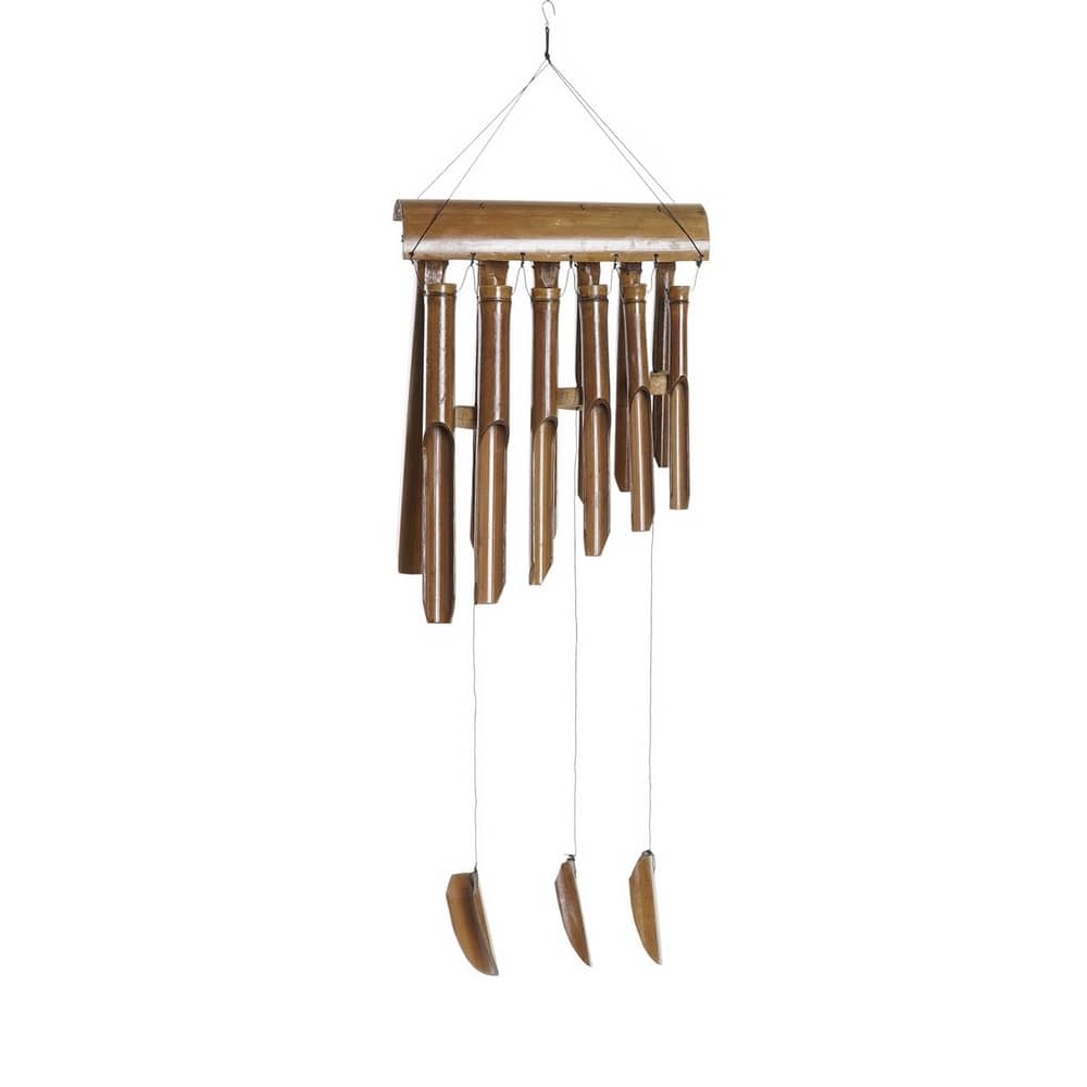 Carillon à vent en bambou naturel pour l’extérieur, ambiance zen