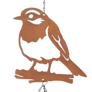 Carillon à vent extérieur en métal rouillé – Oiseau