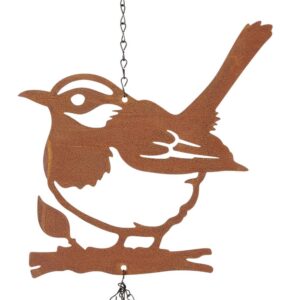 Carillon à vent extérieur en métal rouillé – Oiseau