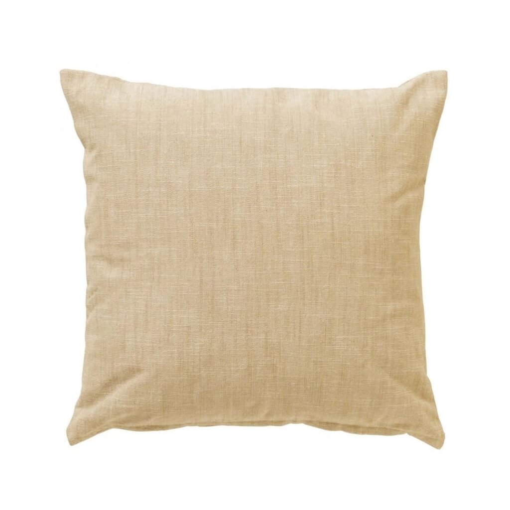 Coussin décoratif beige en coton biologique déhoussable pour canapé, 45x45cm