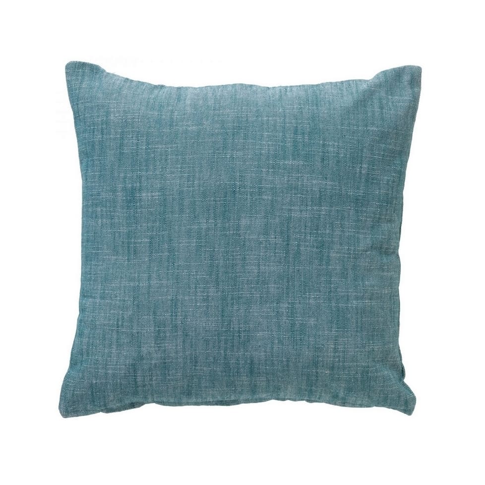 Coussin décoratif bleu en coton biologique déhoussable pour canapé, 45x45cm