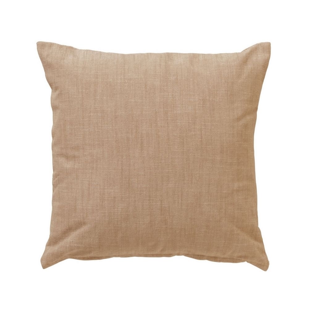 Coussin décoratif marron clair en coton biologique déhoussable pour canapé, 45x45cm