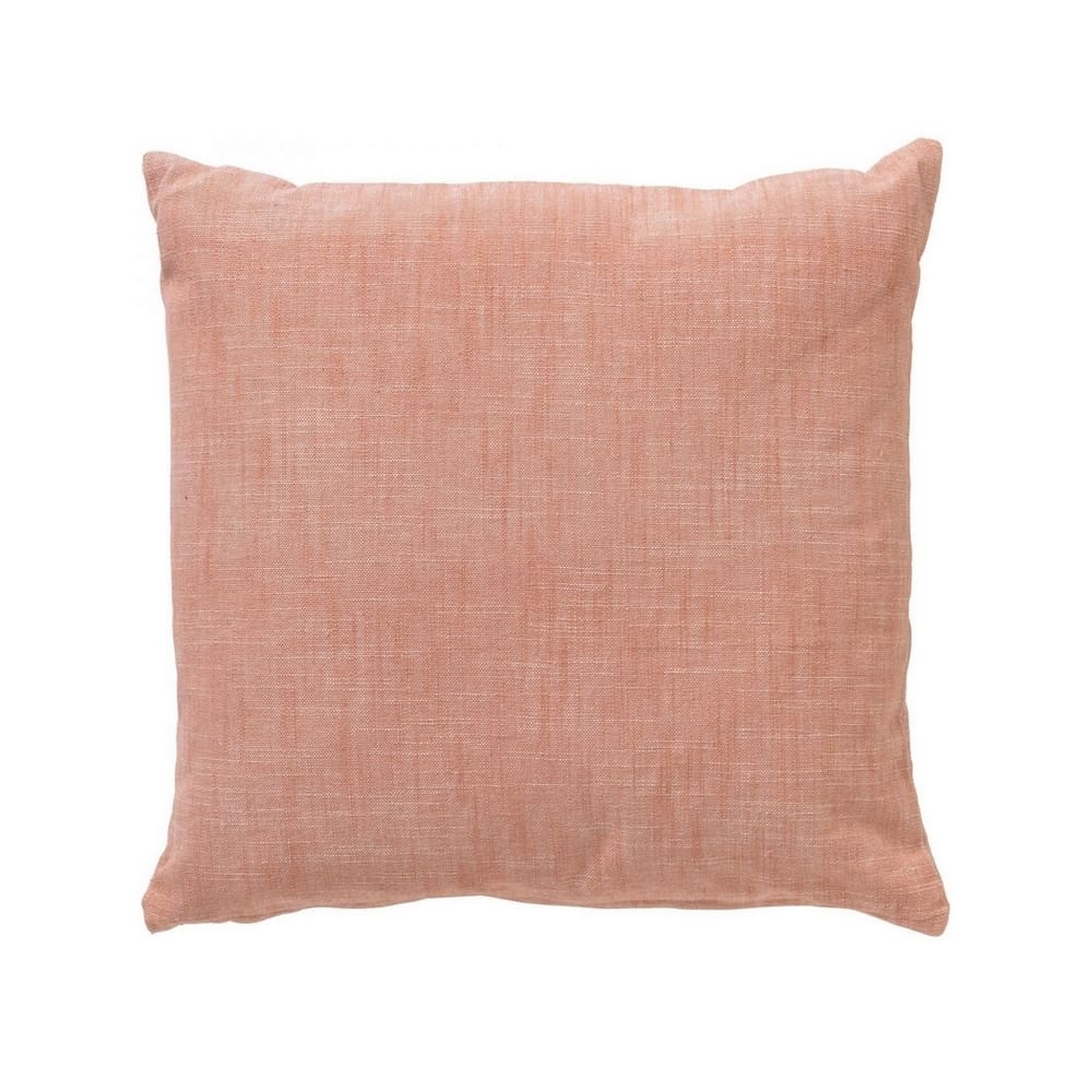 Coussin décoratif rose saumon en coton biologique déhoussable pour canapé, 45x45cm