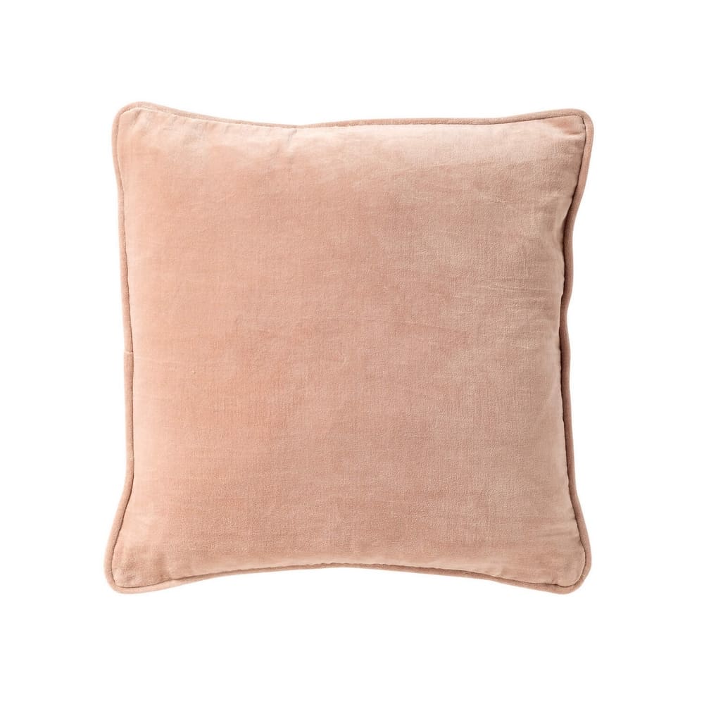 Coussin décoratif pour canapé en coton rose saumon effet velours, 45x45cm