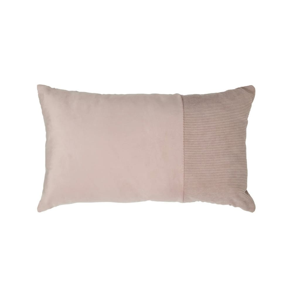 Coussin décoratif pour canapé en polyester rose, effet bi-matière, déhoussable et lavable, 30x50cm
