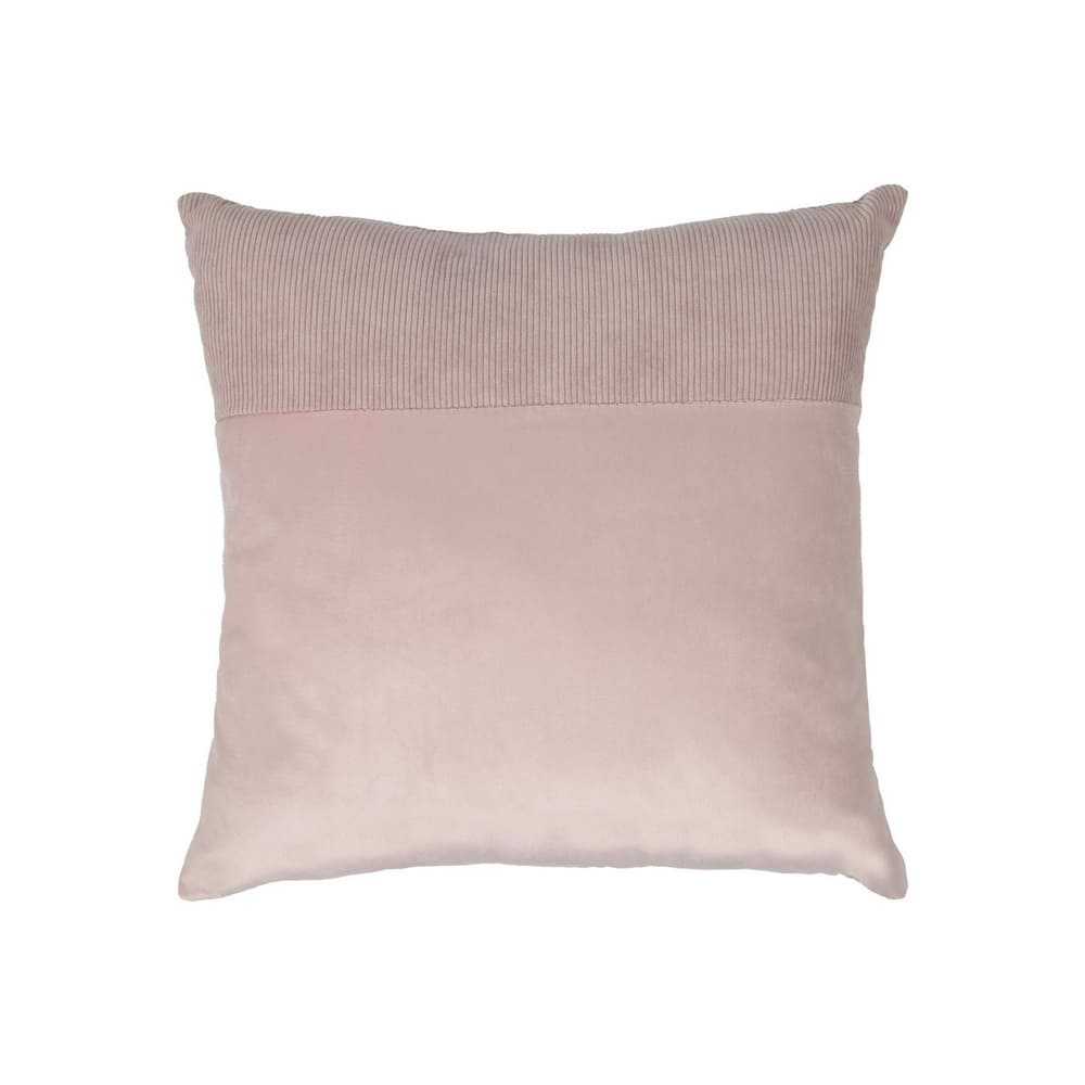 Coussin décoratif pour canapé en polyester rose, effet bi-matière, déhoussable et lavable, 45x45cm