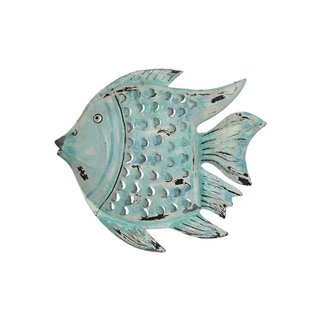 décoration murale pour l'extérieur, poisson bleu et vert de 37cm