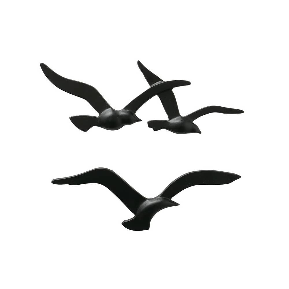 décoration murale pour l'extérieur, trois mouettes noires en aluminium