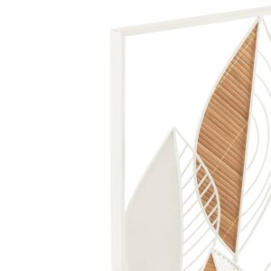 Décoration murale en métal et bois – Feuilles 75cm
