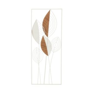 Décoration murale en métal et bois – Feuilles 75cm
