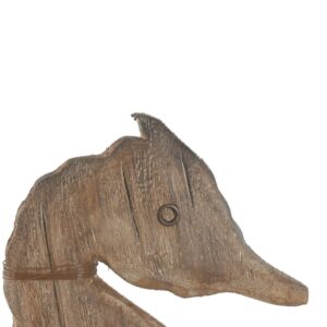 Figurine en bois sur pied métal – Hippocampe, 35cm