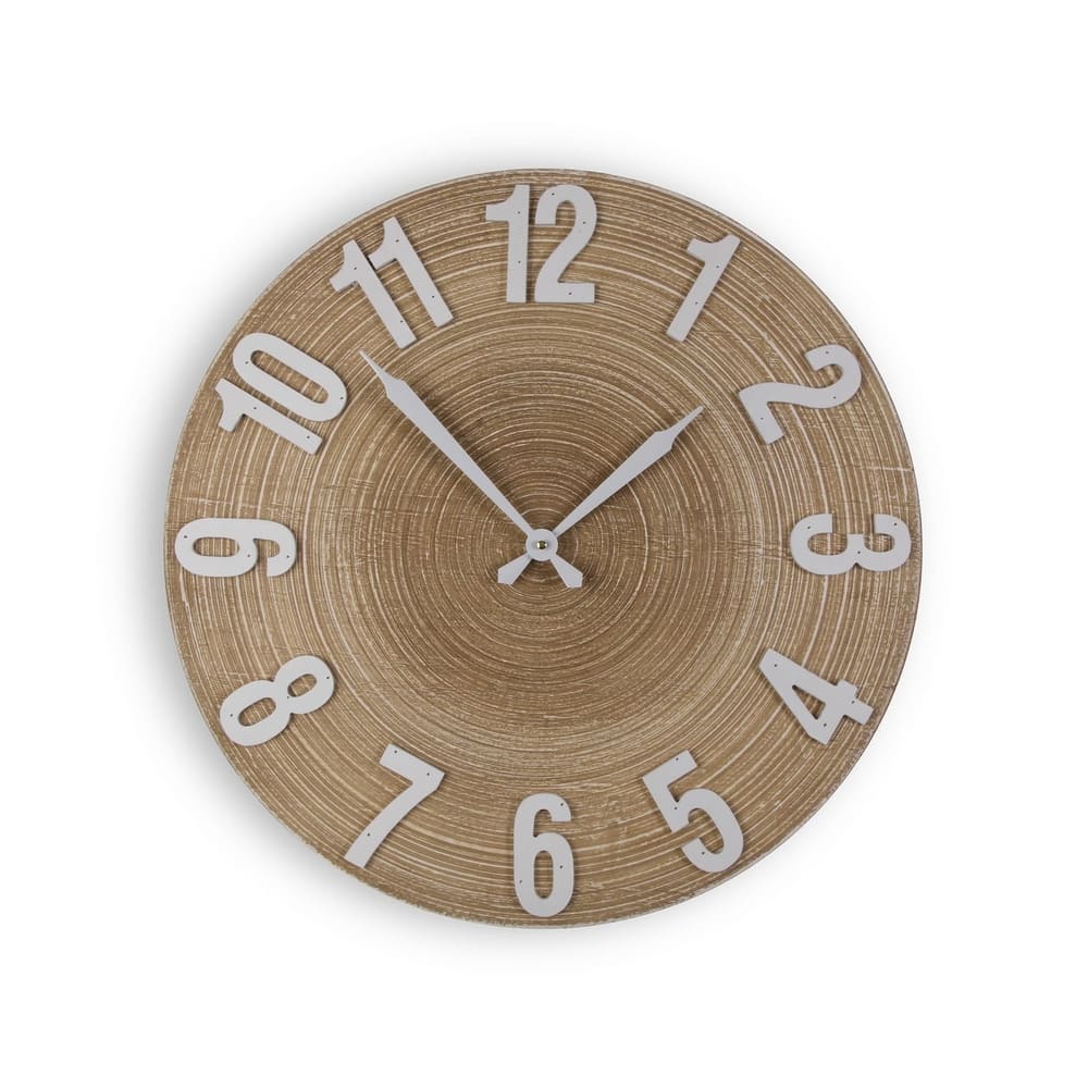 Horloge murale en bois, chiffres blanc, diamètre 60cm