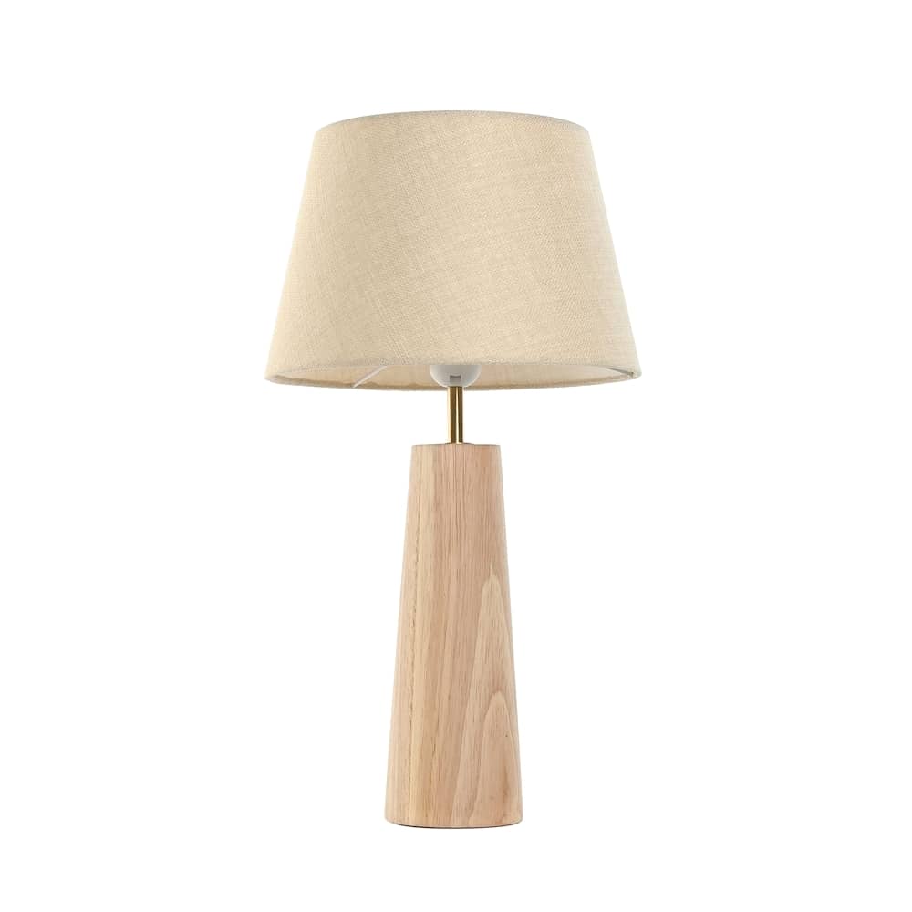 Lampe à poser pour table ou chevet de 49cm en bois exotique d'hévéa et lin