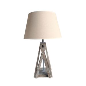 Lampe de table à poser pied en bois recyclé – 56cm
