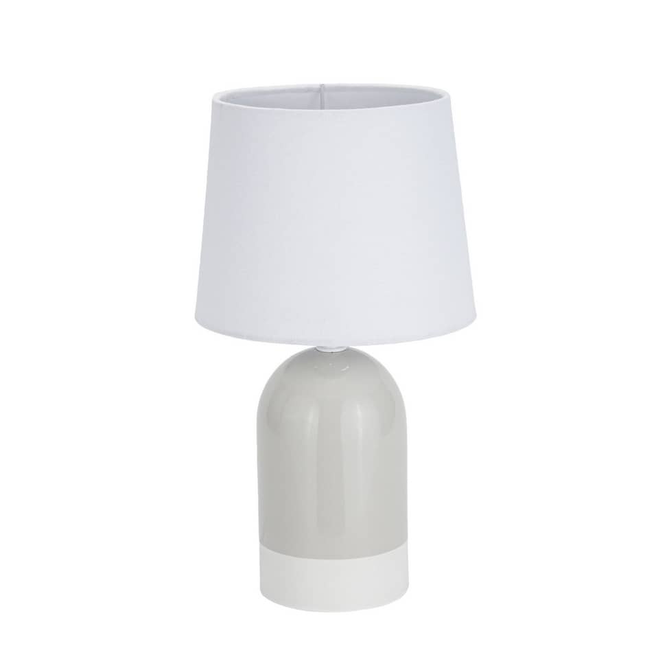 Lampe à poser pour table ou chevet de 32cm en céramique gris et blanc
