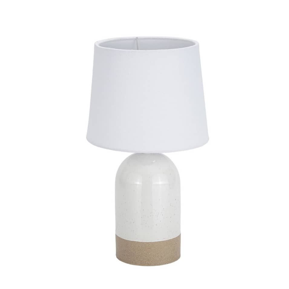 Lampe à poser pour table ou chevet de 32cm en céramique marron et blanc