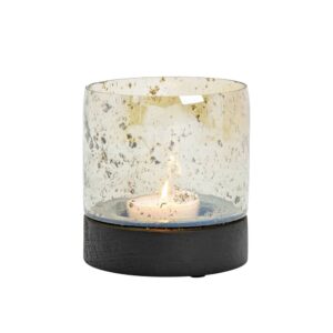 Photophore bougie en verre et socle en bois – 2 modèles