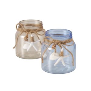 Photophore bougie en verre et coquillages – 11cm