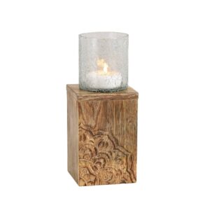 Photophore bougie en verre et socle en bois – 2 modèles