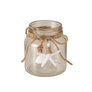 Photophore bougie en verre et coquillages – 11cm