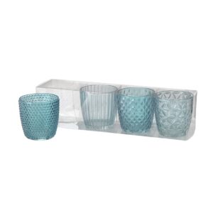 Photophore bougie en verre texturé – Assortiment de 4