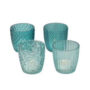 Photophore bougie en verre texturé – Assortiment de 4