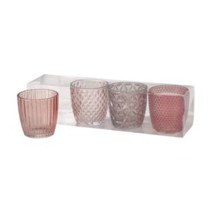 Photophore bougie en verre texturé – Assortiment de 4