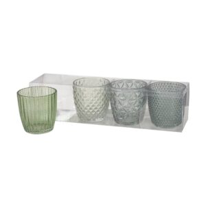 Photophore bougie en verre texturé – Assortiment de 4