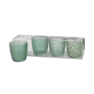 Photophore bougie en verre texturé – Assortiment de 4