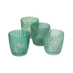 Photophore bougie en verre texturé – Assortiment de 4
