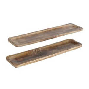 Plateau décoratif rectangle en bois naturel – 2 modèles