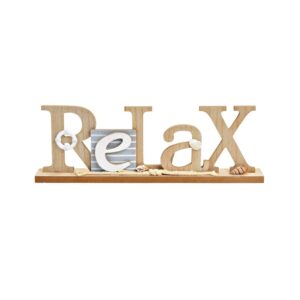 Présentoir lettres en bois et coquillages – ‘Relax’