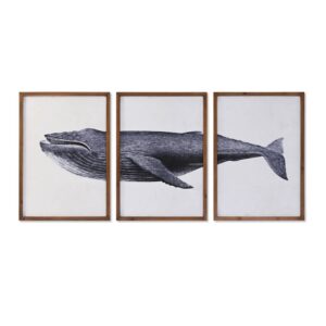 Tableau mural triptyque cadre bois – Baleine 150cm